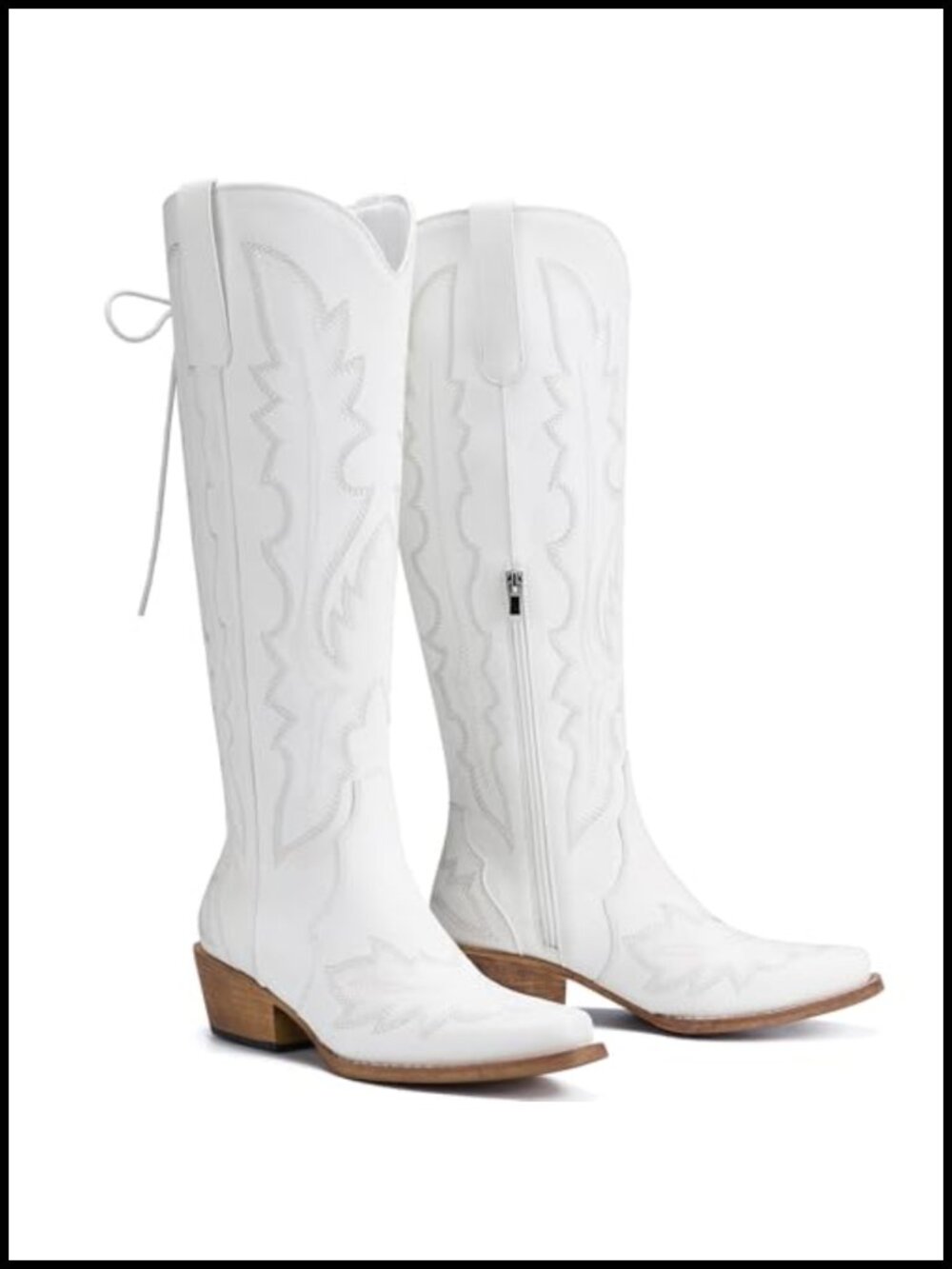 Wide Calf Cowboy Boots Knee High Lace Up Snip Toe Western Boots